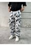 Batik Patterned White Parachute Pants