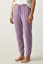 100% Cotton Compact Combed Single Jersey Women's Pajama Bottoms with Pockets Regular Fit Cuff Hem Flexible Anti-Sweat Lilac - 2