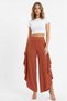 High Waist Asymmetrical Cut Loose Pants with Skirt Look - 2