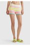 Women's Pink Cotton Blend Striped Knitwear Shorts with Hem Detail