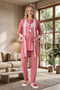 New Season Pomegranate Flower Lace Detailed Summer Design Buttoned Maternity Pajama Set - 4
