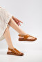 Bianca Women's Flip-Flop Genuine Leather Tan Slippers with Helmet Toe Cap - 4