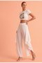 High Waist Asymmetrical Cut Loose Pants Skirt Look