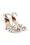 Silver Lame High Heel Evening Dress Shoes Multi-Strap Heeled Sandals Thinex - 4