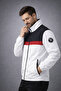 Men's Black Seasonal Jacket with Stand Collar and Stripe Detail, Casual - 7