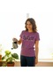 Women's Cotton Pajama Set Purple Lettered Short Sleeve Slim Fit Bottom Two-Piece Set - 5