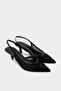 Scoby Women's Black Heeled Shoes with Mesh Detail