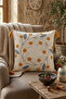 Buldan Bezi Cotton Tasseled Throw Pillow Cover - Decorative Wreath Embroidered Pillowcase 42X42 cm - 8