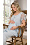 New Season Blue Summer Elegant Lace Detailed Design Short Sleeve Maternity Pajama Set - 2