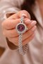 Bonise Luxury Women's Wristwatch – Silver Round Case Burgundy Dial Steel Band Women's Watch - 3
