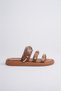 Women's Tan Gold Detailed Daily Slippers with Metal Accessories, Soft and Comfortable Soles. - 9