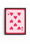 Black Wooden Framed Retro Heart Painting - Playing Card Pattern |   Huhu2693 - Single Table Black Frame - 2