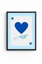 Black Wooden Framed Retro Heart Painting - Self Love Club Blue Print |   Huhu2718 - Single Table Black Frame - 2
