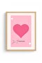 Natural Wood Framed Heart Patterned Painting - Romantic Pink Tones |   Huhu2670 - Single Table Natural Wood Frame - 2