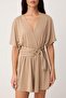 Taş Shift Double Breasted Short Sleeve Belted Short / Mini Textured Knitted Jumpsuit Twoss26Tu00047 - 3