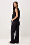 Siyah Bağlamalı Keten Görünümlü Bluz Ve Wide Leg Pantolon Dokuma Alt - Üst Takım TWOSS25AU00034 - 4
