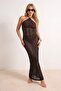 Siyah Triko Maxi Transparan Plaj Elbisesi TBESS25EL00150 - 3