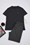 Black Regular Geometric Printed 100% Cotton Summer Knitted Pajamas Set Tmnss26Pt00039 - 4