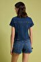 Koyu Mavi Cep Detaylı Fitted Denim Gömlek TWOSS26GO00023 - 4