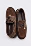 Kahverengi Süet Kalp Charm Detaylı Kadın Loafer TAKSS26LA00008