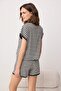 Anthracite Melange Striped Cuffed Ribbed Knitted Pajama Set Thmss26Pt00224 - 4