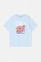 Mavi Pizza Baskılı Loose Fit Örme Büyük Beden T-shirt TBBSS26BF00055 - 4