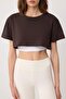 Dark Brown 2 Layer Reflective Printed Crop Knitted Sports T-Shirt Thmss24Ts00001 - 4
