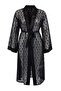 Black Belted Satin Band Detailed Lace Piece Knitted Dressing Gown Tbbss26Sb00002 - 5