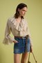 Blue Pocket Detailed High Waist Less Stretch Denim Shorts Skirt Twoss26Sr00123 - 2
