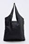 Siyah 50x60 cm Katlanabilir Paraşüt Kumaş Maxi Tote Charm Omuz Çantası TAKSS26OC00068 - 5