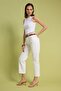 Beyaz Kemerli Yüksek Bel Düz Kesim Az Esnek Straight Jeans TWOSS26JE00324 - 2