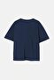 Navy Blue Oversize/Wide Cut Puffy Printed 100% Cotton T-Shirt Tmnss26Ts00056 - 6