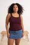 Bordo Çizgi Detaylı Kare Yaka Bodycon İnce Triko Bluz TBBSS24AF00052 - 2