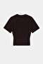 Brown Crew Neck Tshirt with Pleated Waist Tdrss26Ts00021 - 2