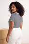 Navy Blue-White Striped Pool Collar Fitted/Fitted Plus Size T-Shirt Tbbss26Bf00038 - 3