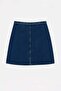 Blue High Waist Stoned Button Comfort/Medium Stretch a Line Denim Plus Size Skirt Tbbss26Az00032 - 6