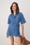 Mavi Gömlek Yaka Denim Tulum TWOSS26TU00017 - 2