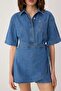 Mavi Gömlek Yaka Denim Tulum TWOSS26TU00017 - 3