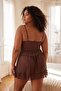 Kahverengi Dantel ve Şerit Detaylı Tül Kaplı Külotlu Babydoll/Fantezi Gecelik TBBSS26DH00010 - 4