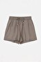Khaki Modal Elastic Waist Beaded Detailed Shorts & Bermuda Twoss26Sr00055 - 8