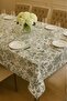 Luxury Cotton Linen Textured Green Floral Pattern Rectangular Tablecloth - Stain Resistant Quality Fabric