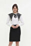 Elegant and Modern Style Women's Shoulder Shawl with Geometric Handcrafted Pattern - Scarf Collar (Collar)-Black-White - 2