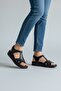 Dermo Heel Gel Leather Sandals Black Women's Shoes - 4