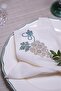 Set of 6 Grape Stone Embroidered K Linen Napkins – 34X34 cm Invitation Table Napkin Set - 6