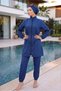 Lina Elastic Waistband Water-Repellent Fabric Plain 3-Piece Set Hijab Swimsuit Beachwear Burkini - 2