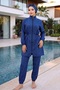 Lina Elastic Waistband Water-Repellent Fabric Plain 3-Piece Set Hijab Swimsuit Beachwear Burkini