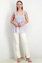 Women Petite Square Neck Sleeveless Checkered Print Blouse, Blue - 3