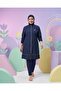 Long Sleeve Zippered Hijab Swimsuit Navy Blue 231924 - 2