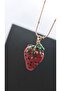 Enameled Steel Necklace with Strawberry Figure - 3
