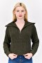 Women Turtle Neck Knitted Sweater, Dark Olive
